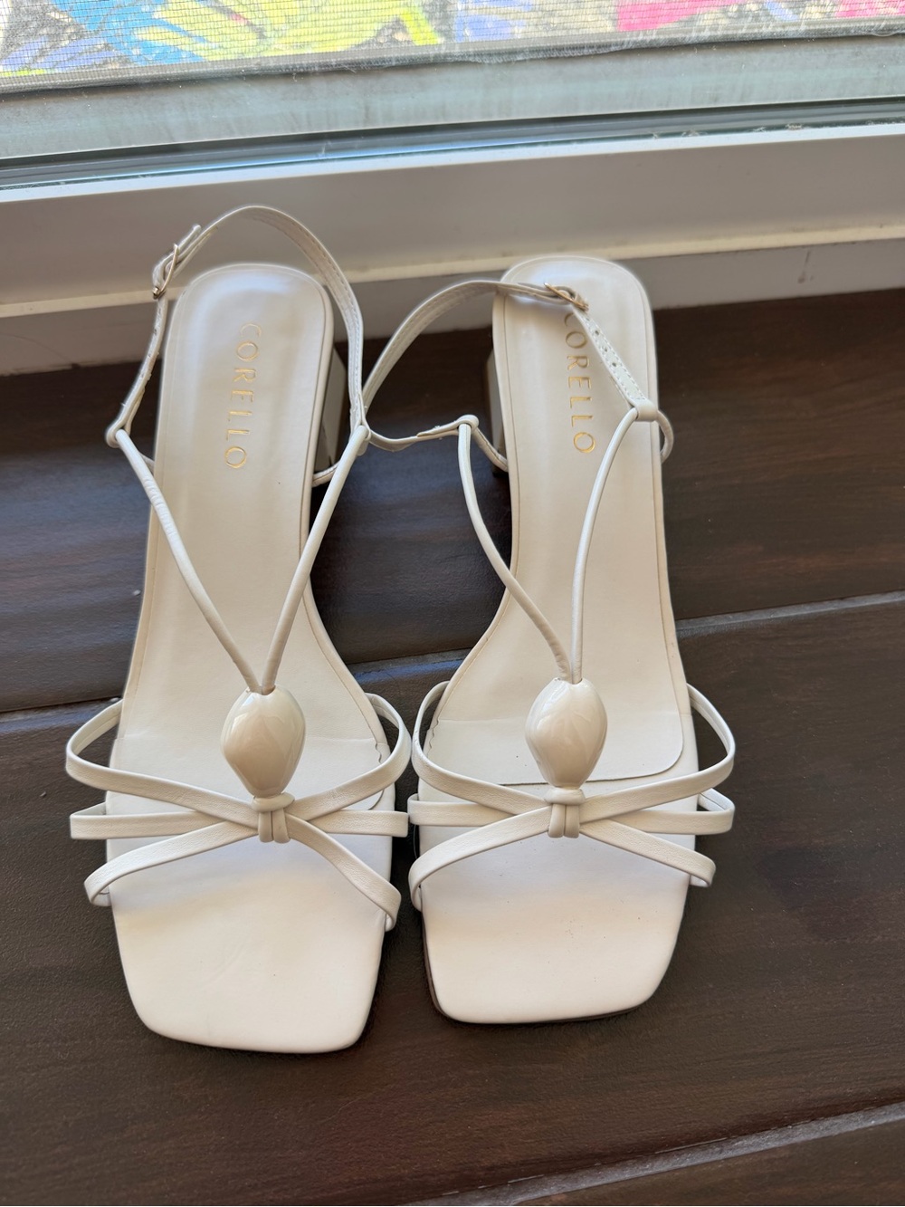 Cream Strappy Slingback Sandals